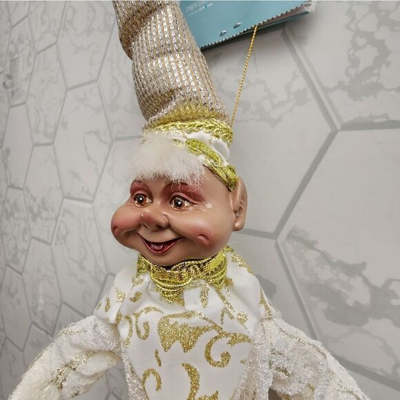 Ethnic Ivory and Gold Elf Christmas 18" Shelf Sitter - Picture 4 of 8